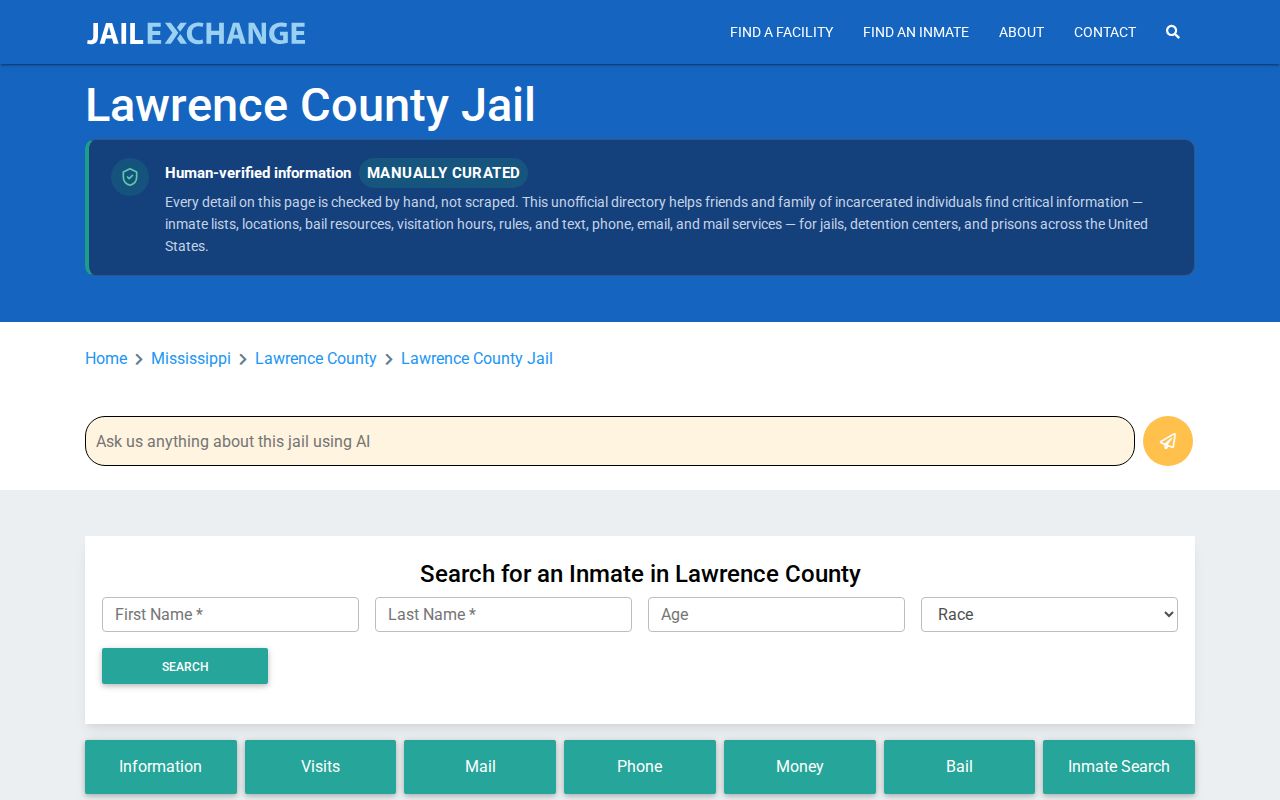Lawrence County booking record routing source for Lawrence County Jail